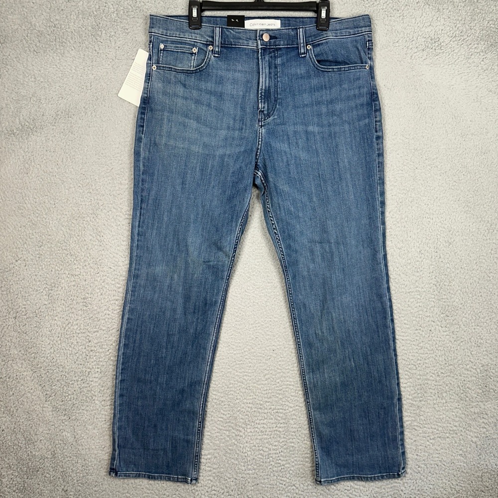 NEW Calvin Klein Jeans Mens 36X30 Straight Leg Blue Stretch 5-Pocket Denim Pants